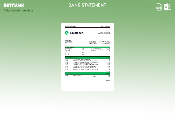 Модерен стил на шаблон за зборови за извод од банкарска сметка на Коморските iSa